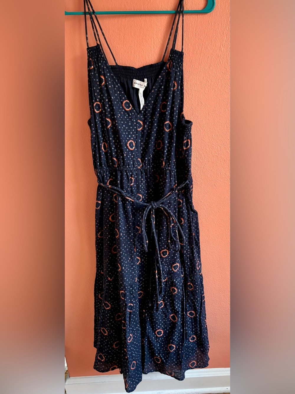 NWOT Apiece Apart Navy Dress with Orange Accents